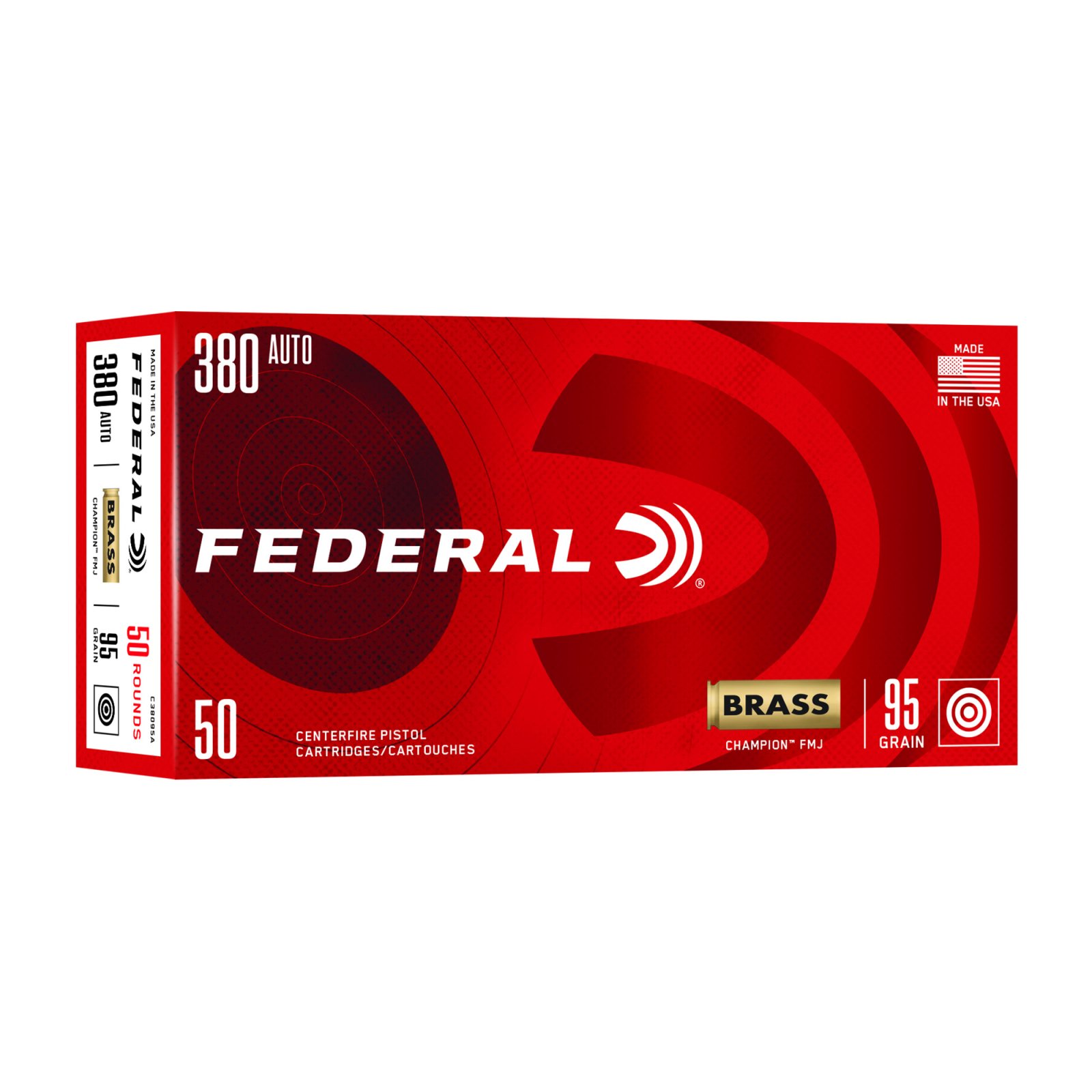 Buy Federal C38095A Champion 380ACP 95gr FMJ 50/Box 20/Case online