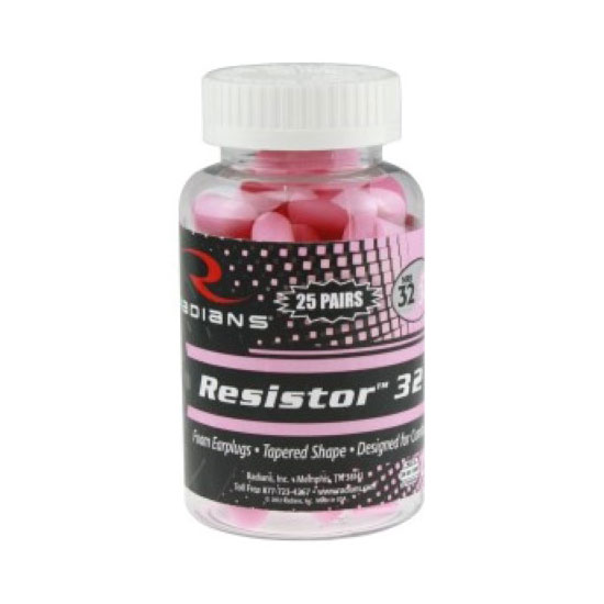 Radians Resistor 32 Pink Foam Ear Plugs, Lightweight, Comfortable, Uncorded, 25 Pair Jar, NRR 32