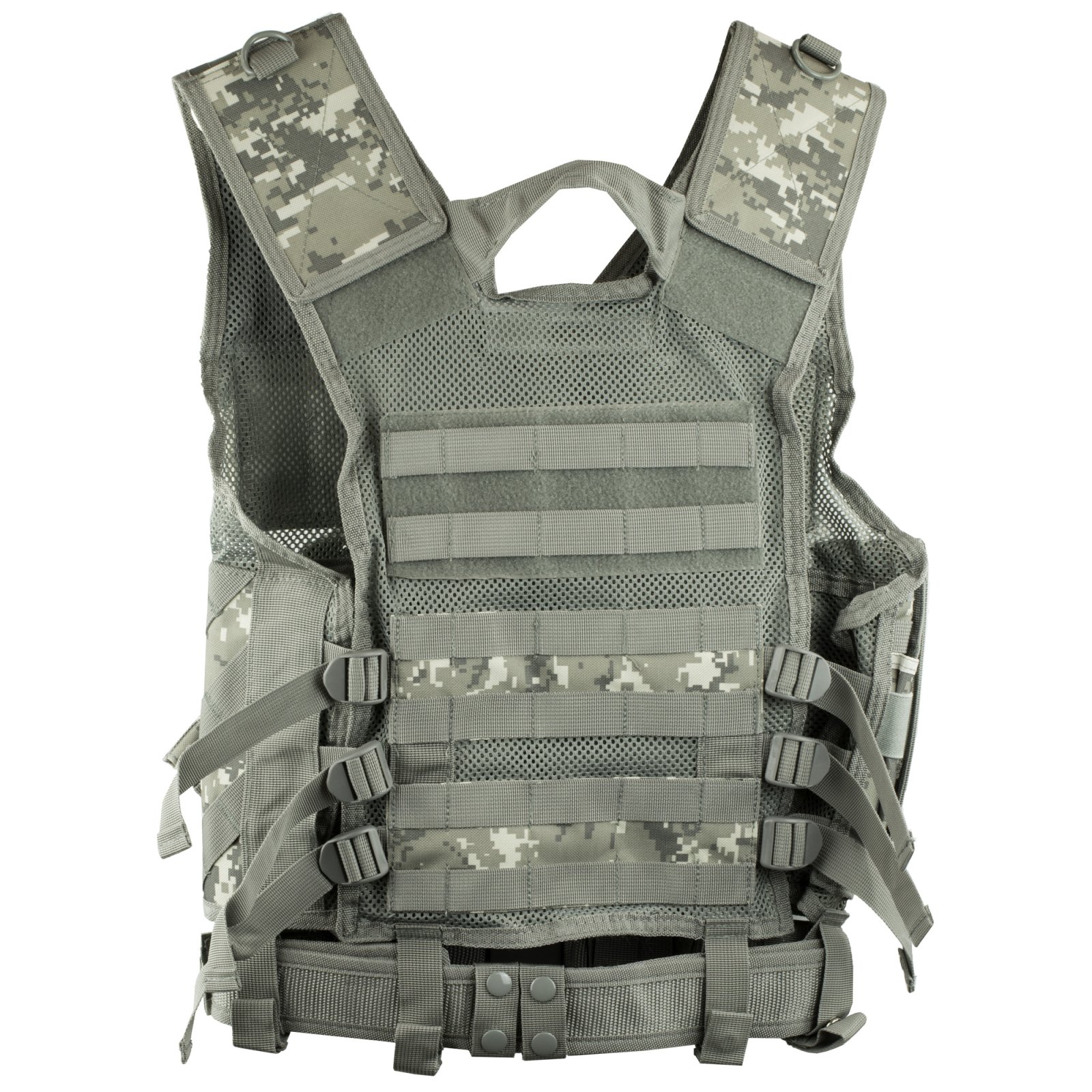 NcStar CTV2916D Tactical Vest, Digital Camo, M-2XL, PALS, Pistol Belt
