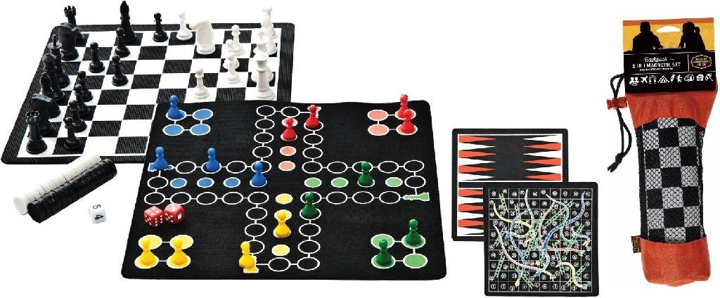Buy GSI 99960 Backpack 5-in-1 Magnetic Game Set Roll-Up 8x8 In with Carry Pouch online