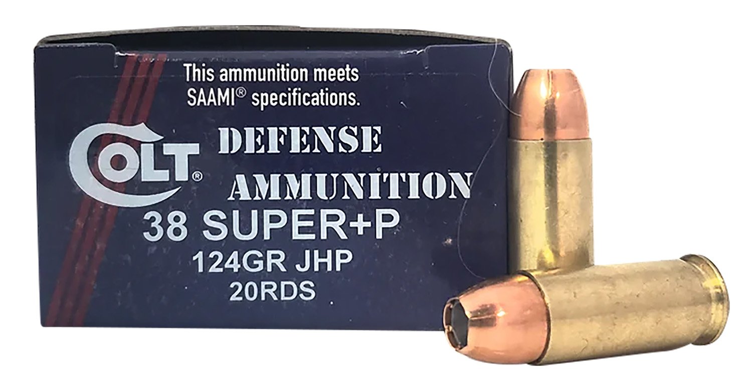 DoubleTap 38SU124CT .38 Super+P 124gr JHP 20 Rounds Colt Defense Ammo - DTAP - JACKETED HOLLOW POINT