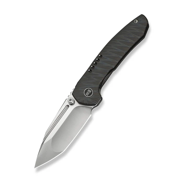 WEKNIFE Micro Trogon Thumb Stud Knife Tiger Stripe Pattern Flamed Titanium Handle