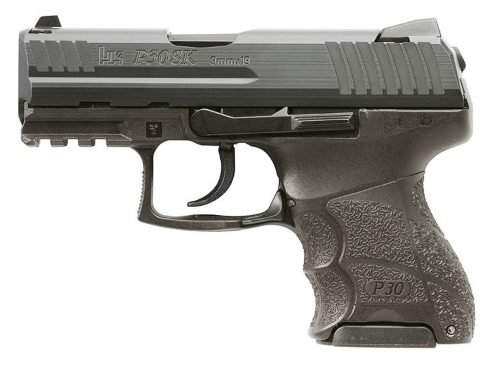 HK P30SK Subcompact 9mm Luger V1 LEM DAO Pistol, 10-Round Capacity, 3.27" Barrel, Black Steel Slide, Interchangeable Backstrap Grip