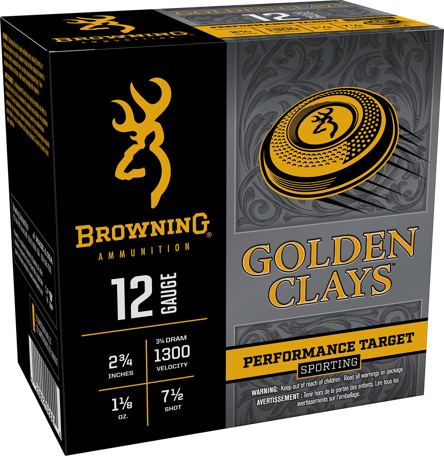 Browning Ammo BGC12SC7 Golden Clays 12Gauge 2.75" 1 1/8oz 7.5Shot 25 Per Box/10 Case - Browning - 12 GAUGE