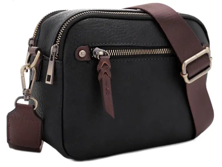 JESSIE & JAMES BEVERLY CONCEALED CARRY CROSS BODY CAMERA BAG 8.75 L X 6.5 H X 3 W ( BK/CF )