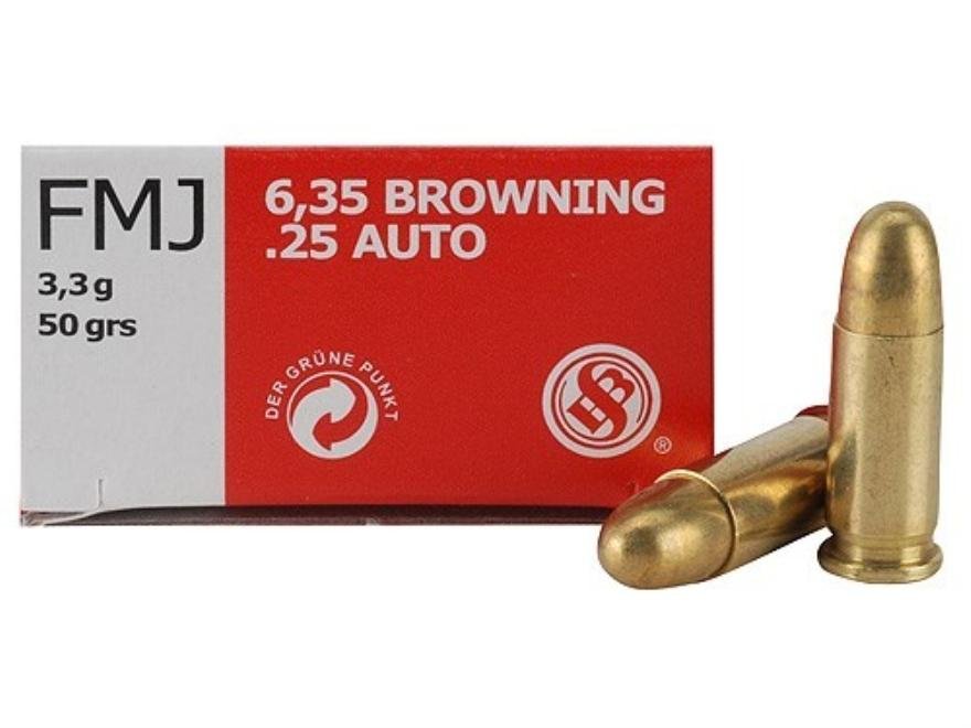 Sellier & Bellot SB25A Handgun Ammo 25 ACP 50gr FMJ 760fps 50rd
