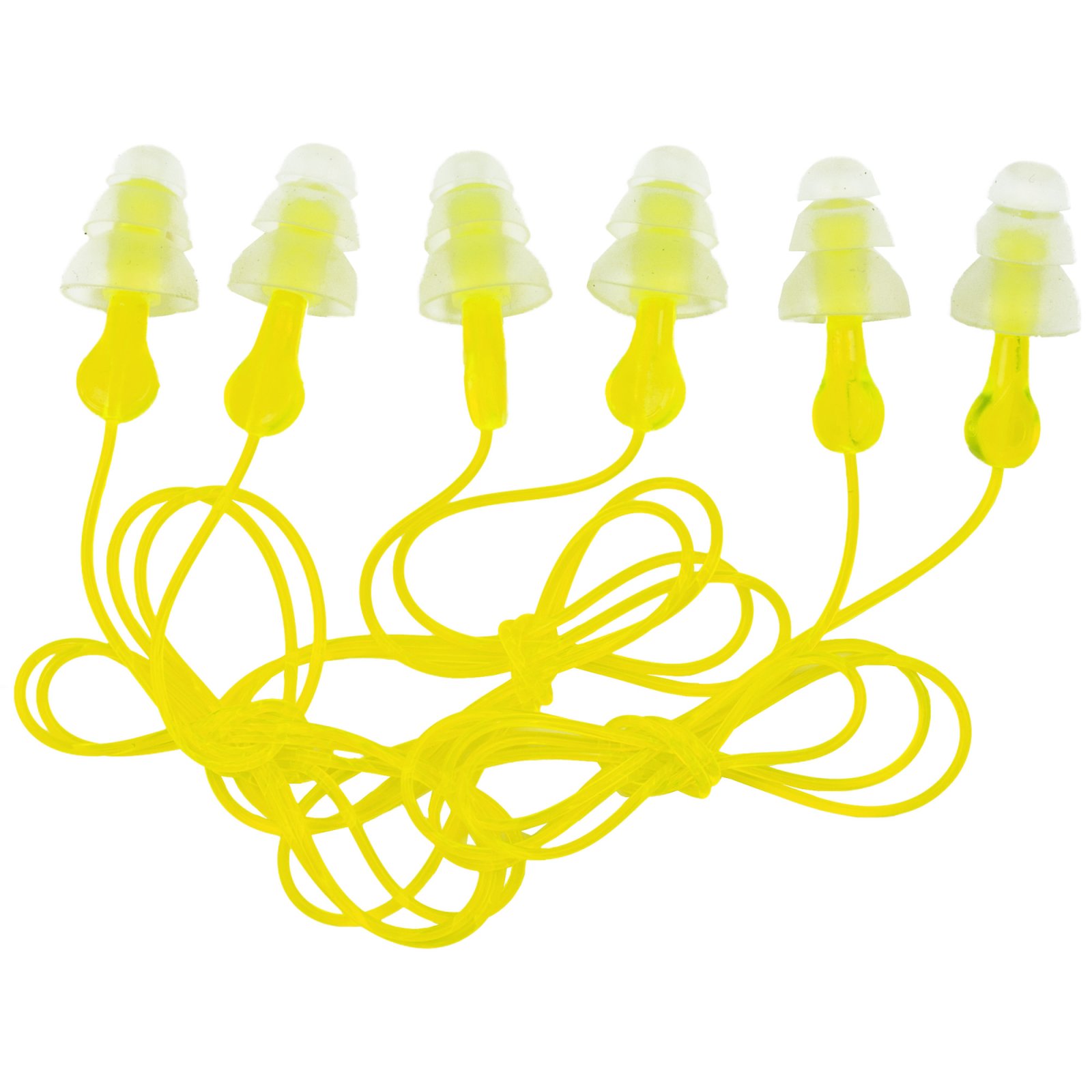 Peltor Sport Tri-Flange Corded Reusable Earplugs Neon Yellow 3 pair/pk