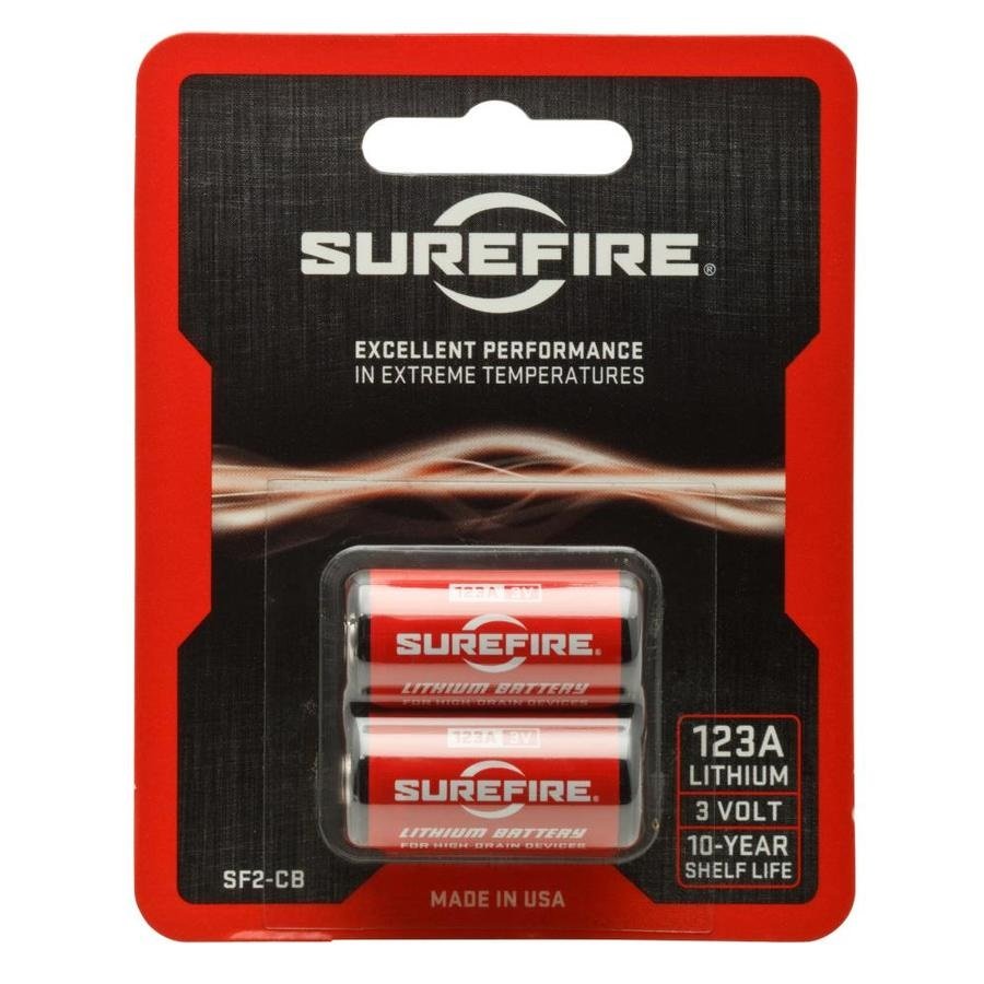 SureFire SF2-CB Lithium Battery 2 Pack Cards Optimized for High-Drain Use Wide Temperature Tolerance 10 Year Shelf Life 2 COUNT CARDED 