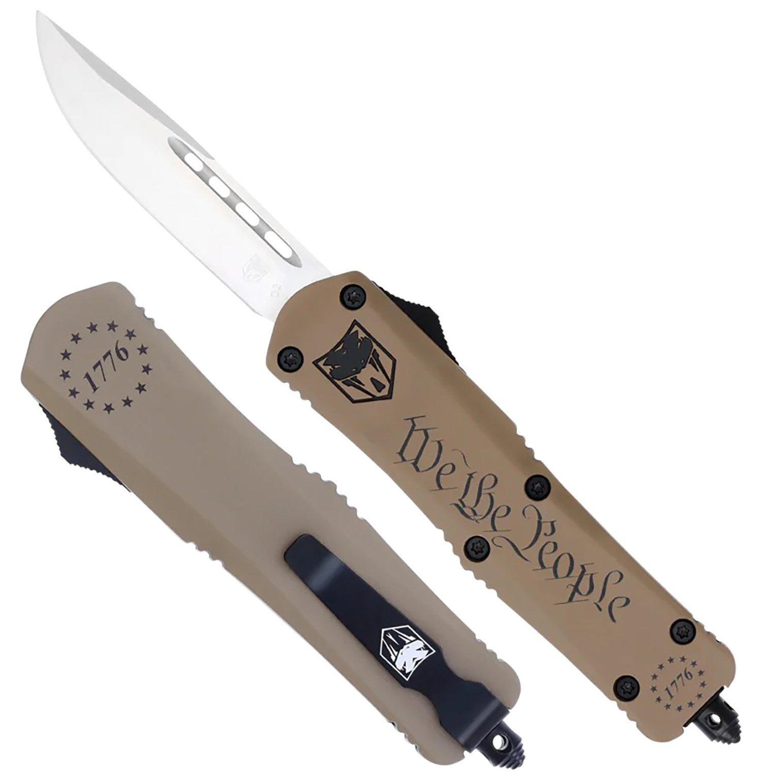 CobraTec SWTPFS3DNS FS-3 OTF Knife 2.75" D2 Blade Tan Aluminum Handle - CobraTec Knives - DROP POINT