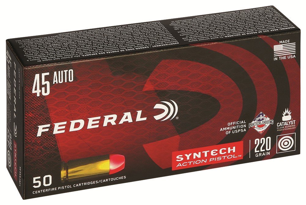 Federal AE45SJAP1 American Eagle 45 ACP, 220 Grain TSJ Bullet, 775 FPS Velocity, 293 Foot Pounds Energy, 50 Round Pack