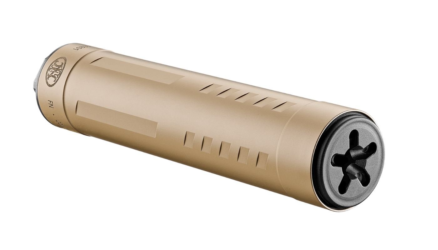 Buy FN 96100837 Catch 22 Ti Rimfire Suppressor 5.25" FDE Titanium 1/2"-28 TPI online