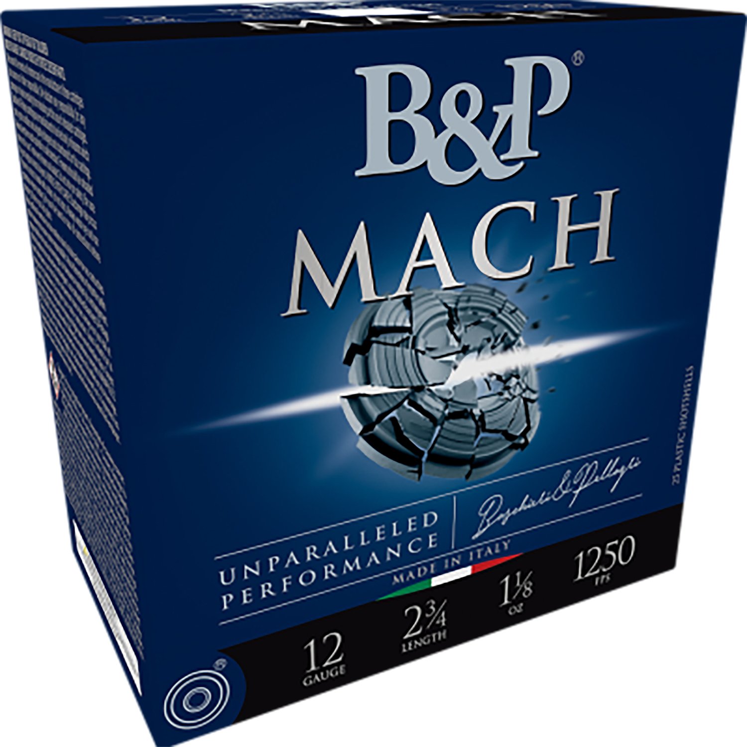 B&P 12B18FH8 Mach 12 Gauge 2.75" 1 1/8oz 8 Shot 25/Box 1300fps - Baschieri & Pellagri - 12 Gauge