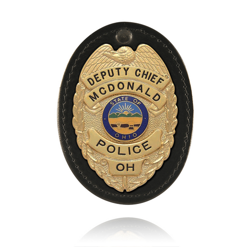 Buy Boston Leather Oval Badge Holder Hook-and-Loop Closure Leather online