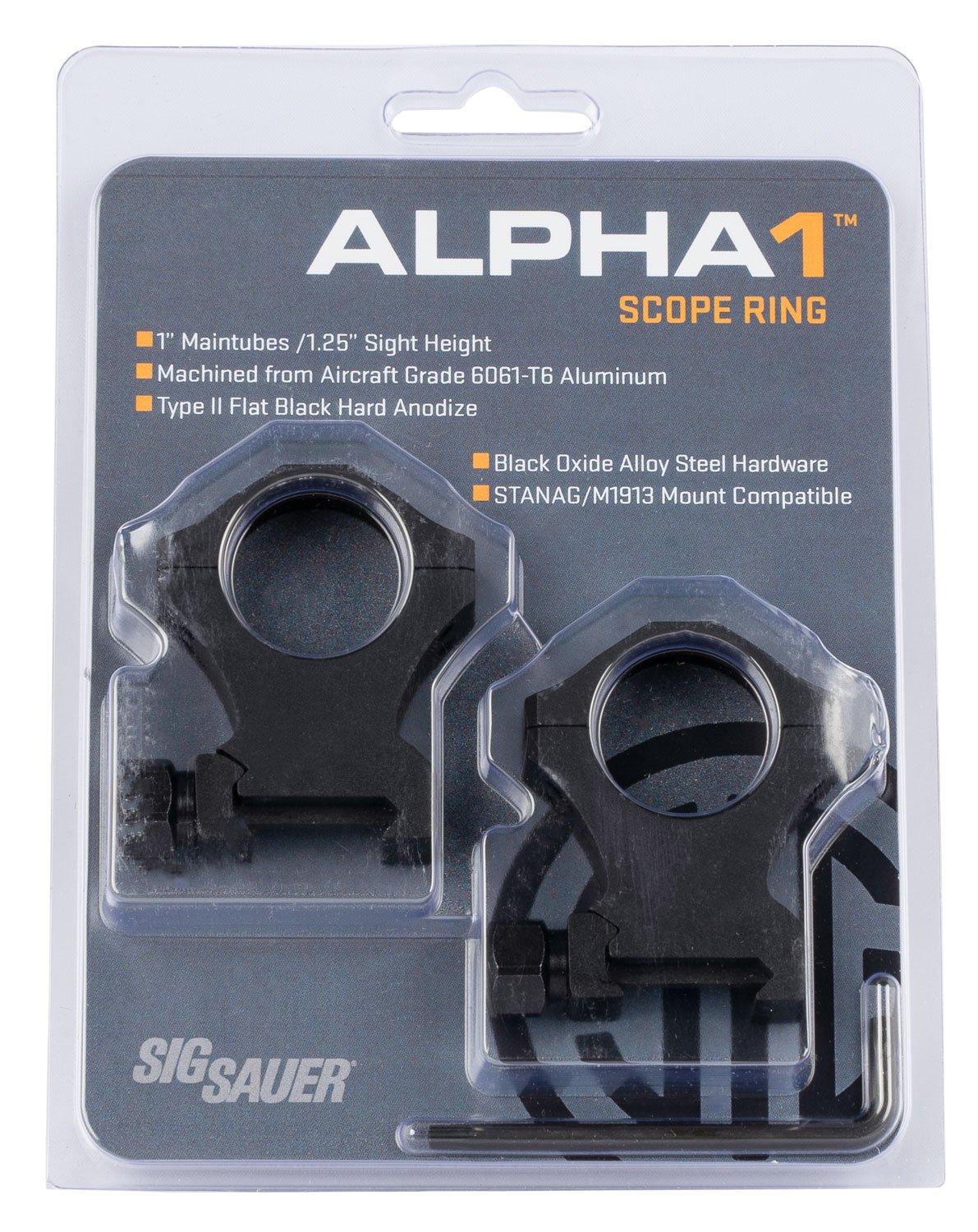 Buy Sig SAUER Alpha1 1in Extra High 1.25in Aluminum Matte Black Scope Rings online