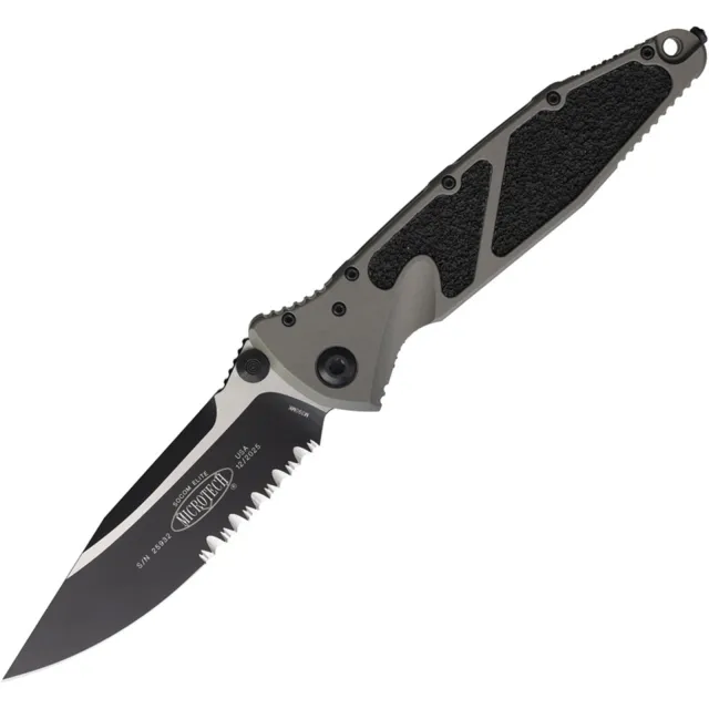 Microtech Socom Elite 3.98 In SE/PS Black Part Serrate Natural Clear