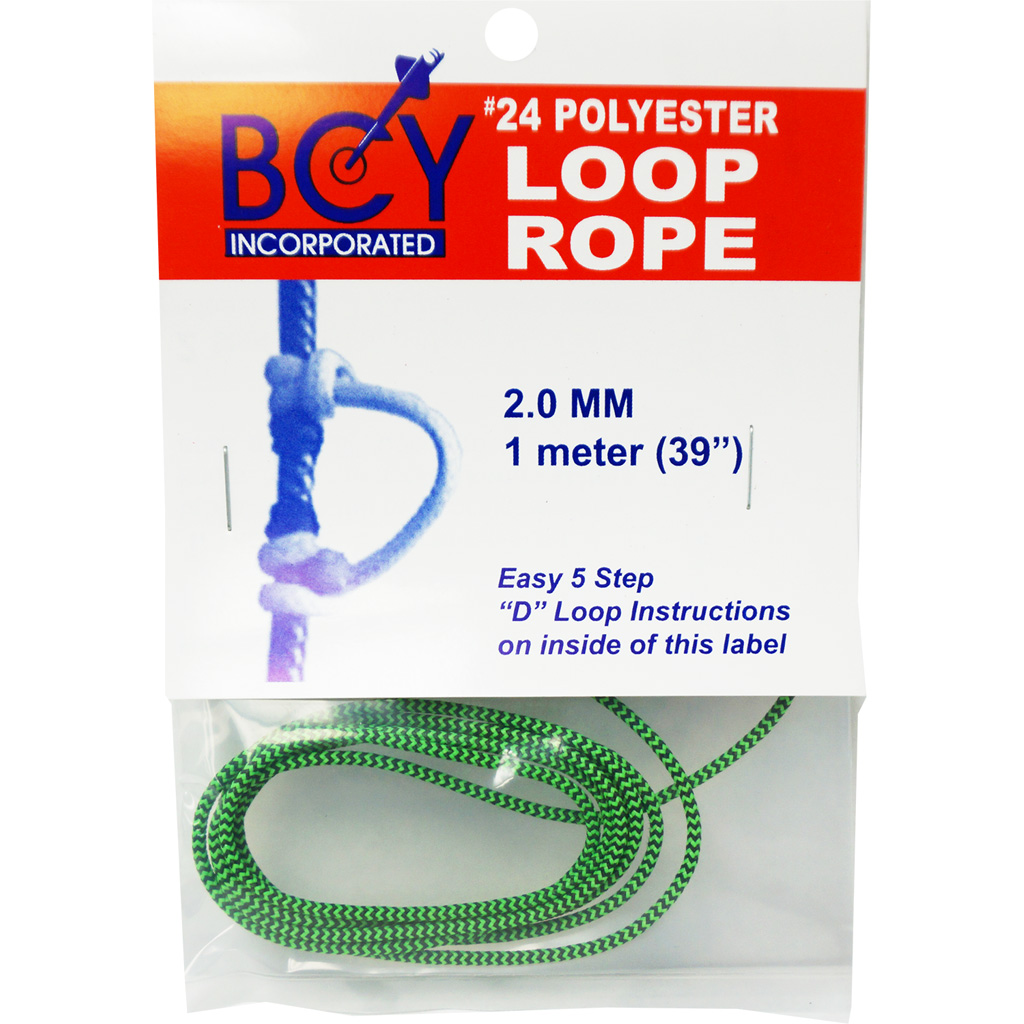Stiff Braided Polyester D-Loop Material - BCY 24 Flo Green/Black 1m