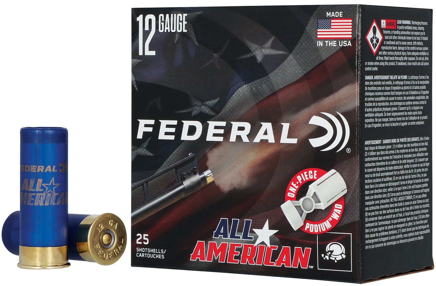 Federal FAA12HC8 All-American 12Gauge 2.75" 1 1/8oz 8Shot 25 Per Box/10 Case - Federal Premium Ammunition - 12 GAUGE