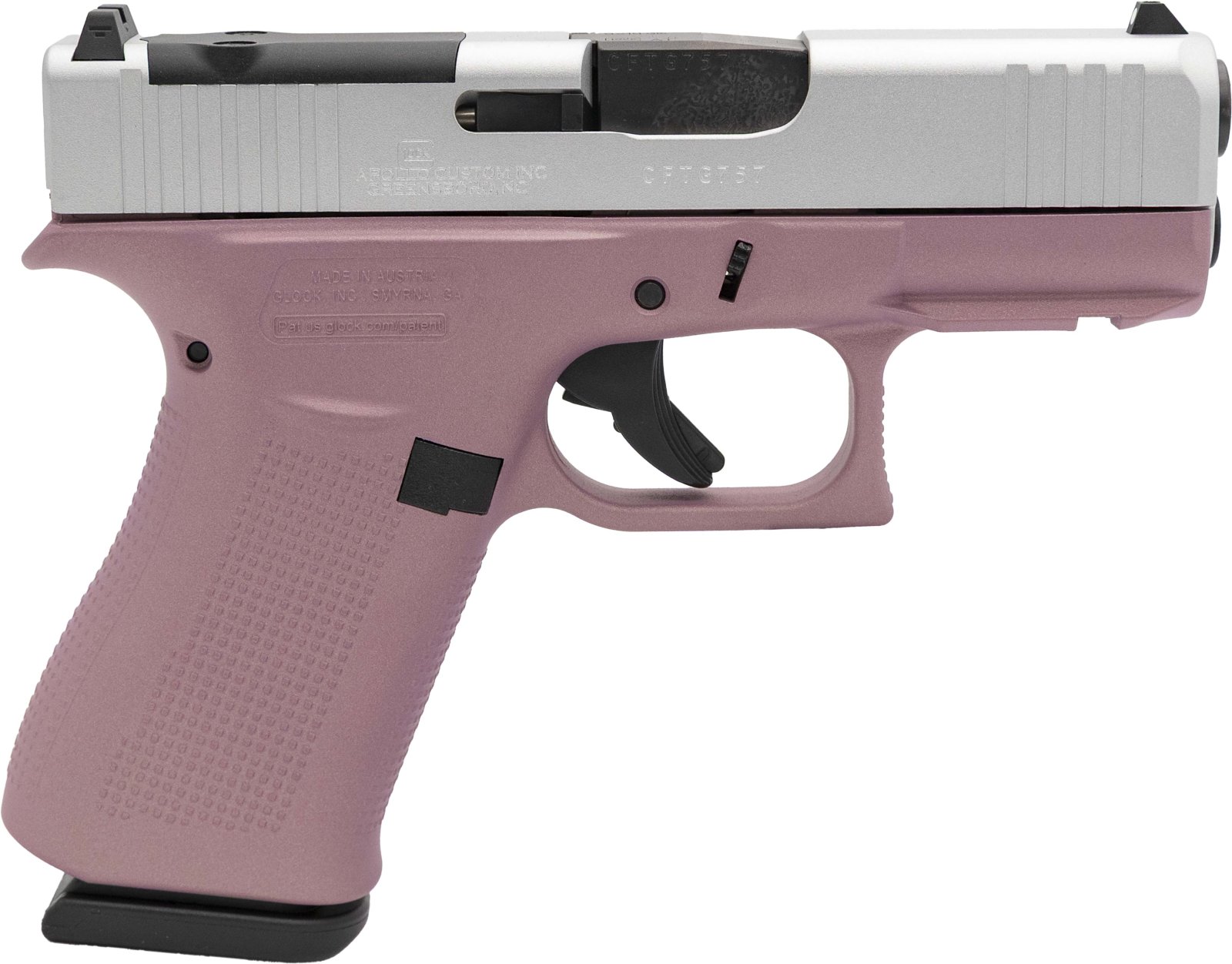 Glock 43X 9mm Luger 10+1 3.410 Pink|Stainless Steel Polymer