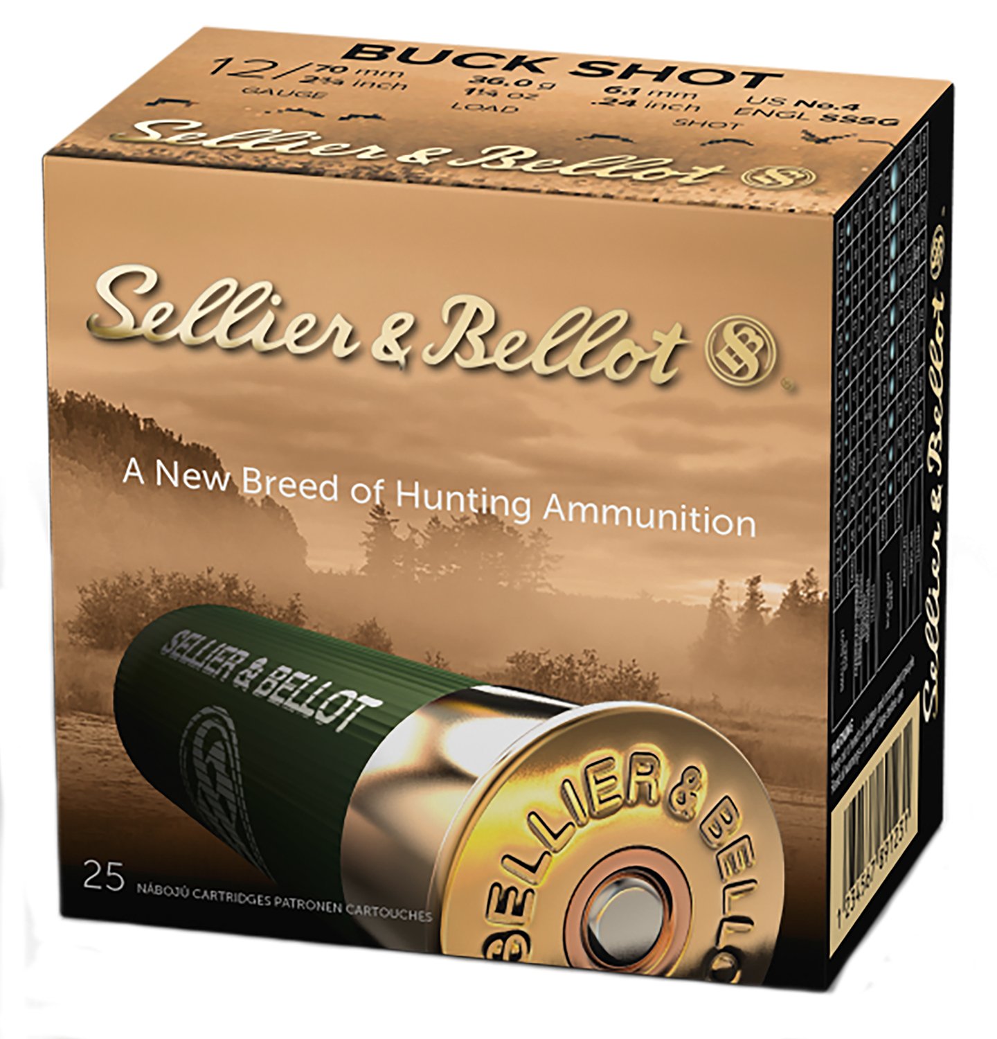 Sellier & Bellot SB12BSB 12 Gauge 2.75" 27 Pellets 4 Buck 25 Rounds