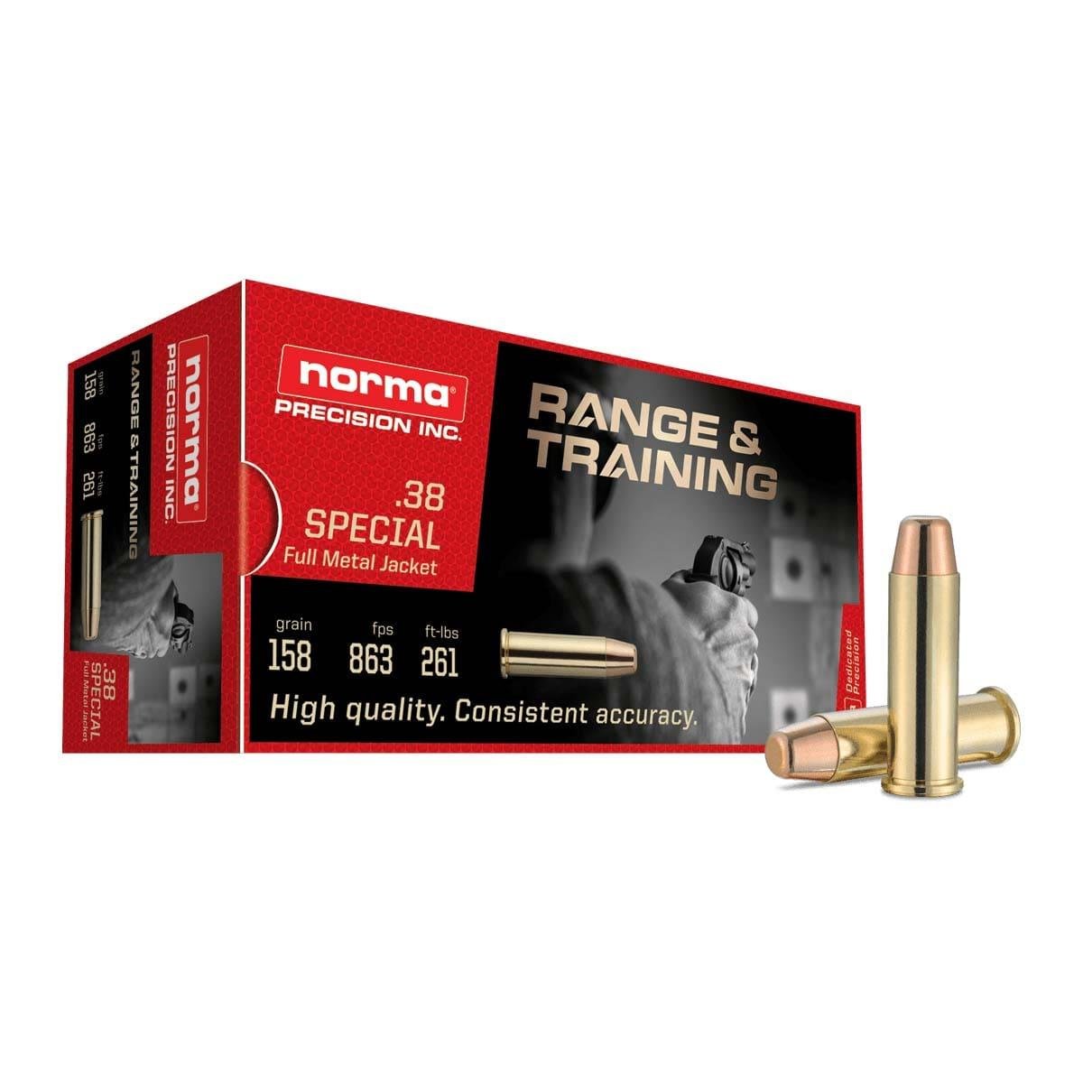 Norma 620540050 .38 Spl 158gr FMJ Ammo, 863 fps, 50 Rounds