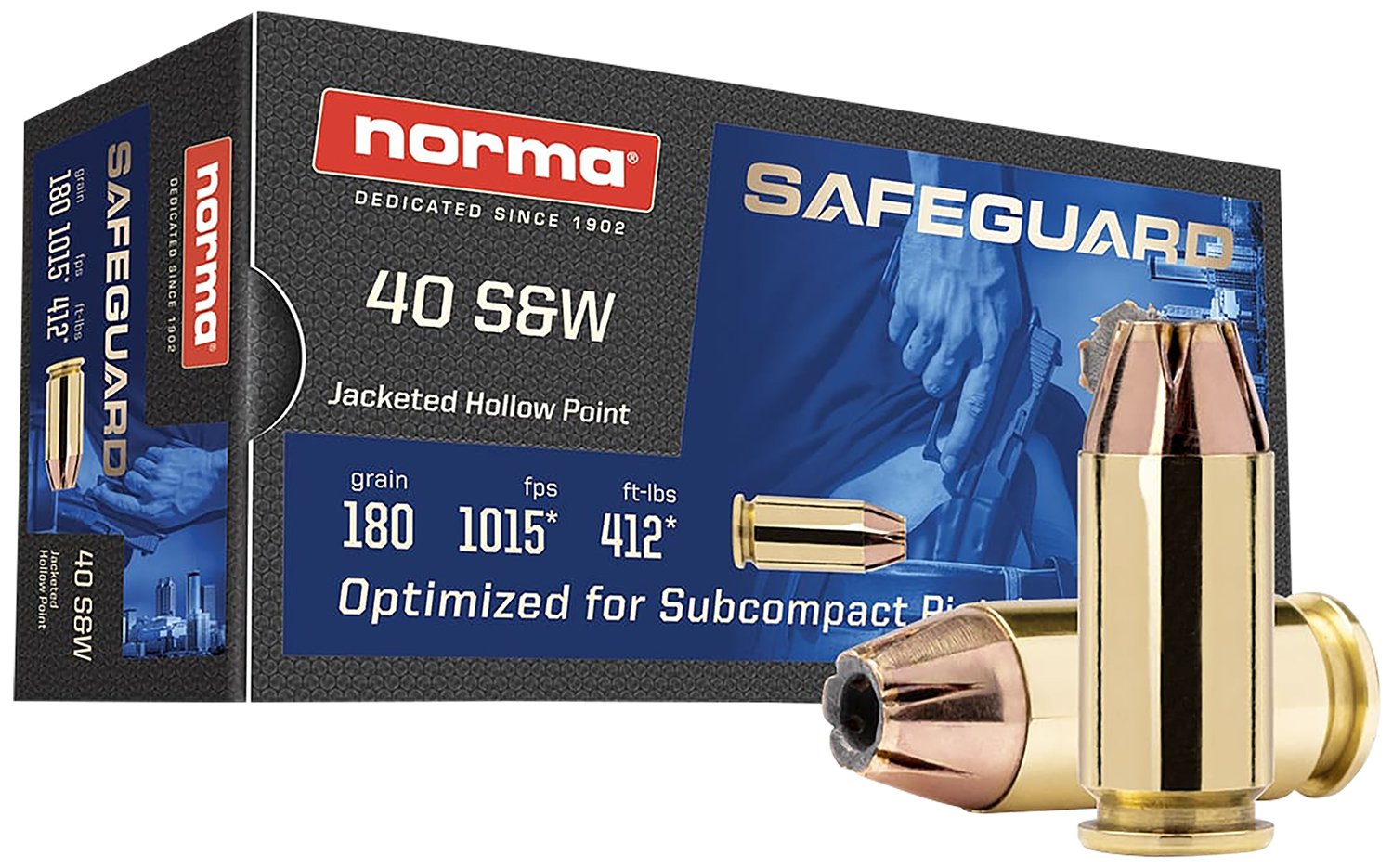 Norma Ammunition 801407727 Safeguard 40 S&W 180 Gr - Norma - JACKETED HOLLOW POINT