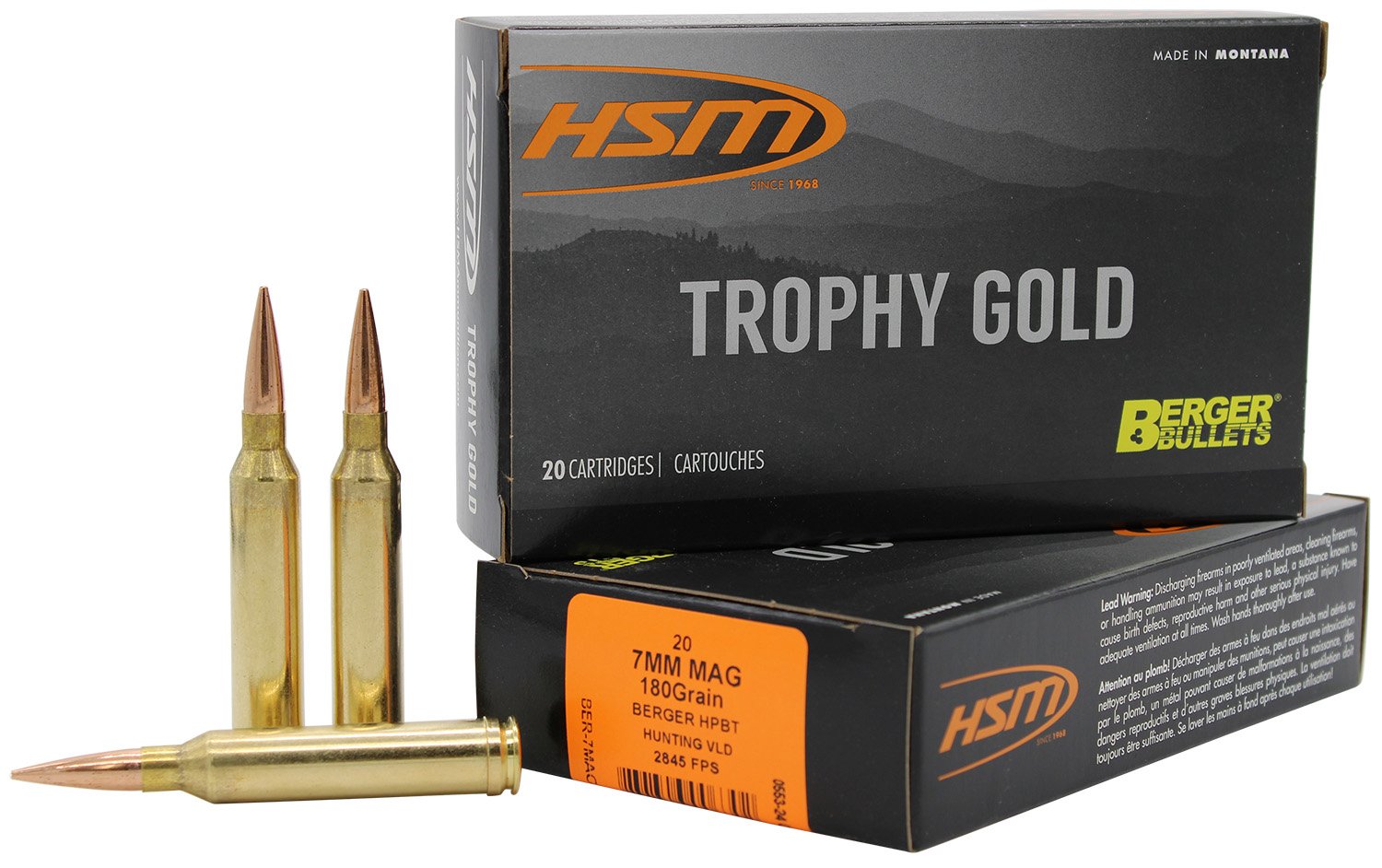 Buy HSM Ammunition 7mm Rem Mag 180 gr Berger Trophy Gold Extended Range online