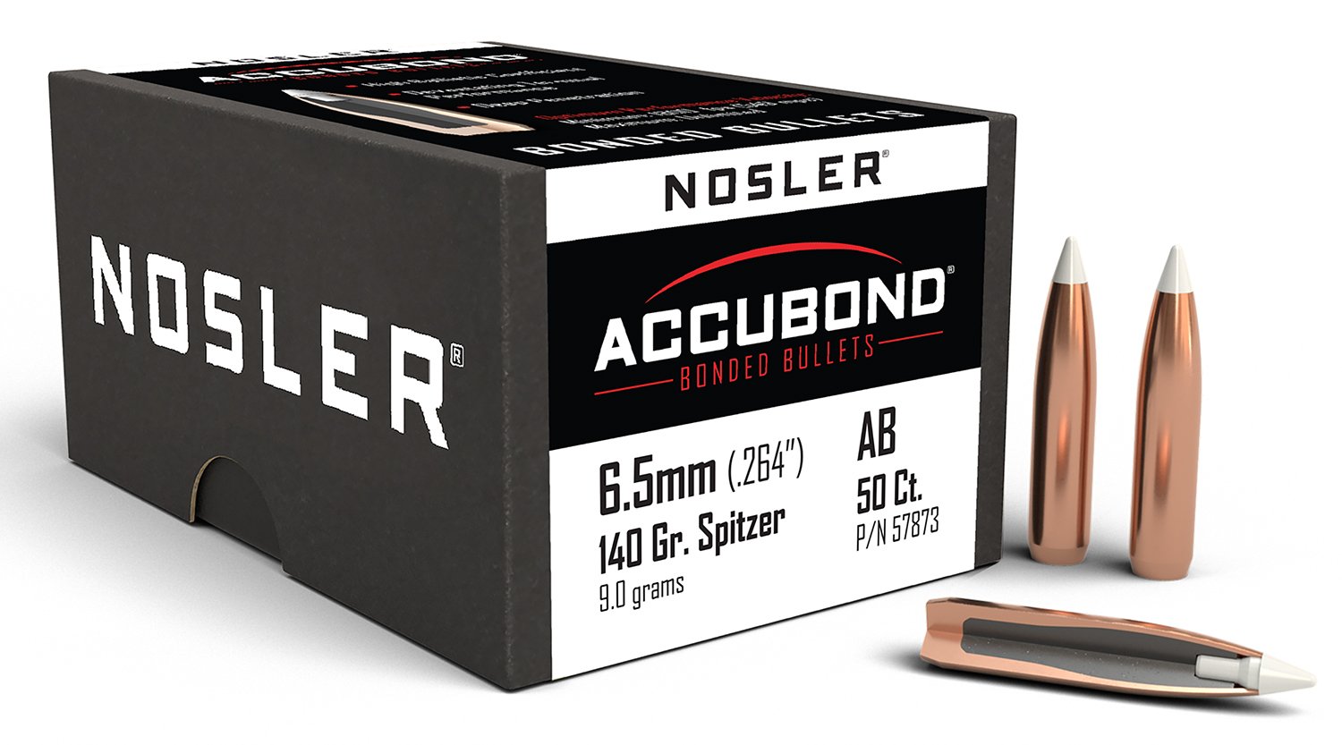 Nosler 6.5mm/264 Caliber 140 grain AccuBond Bullets (Per 50) 57873 - Nosler - 264 Caliber
