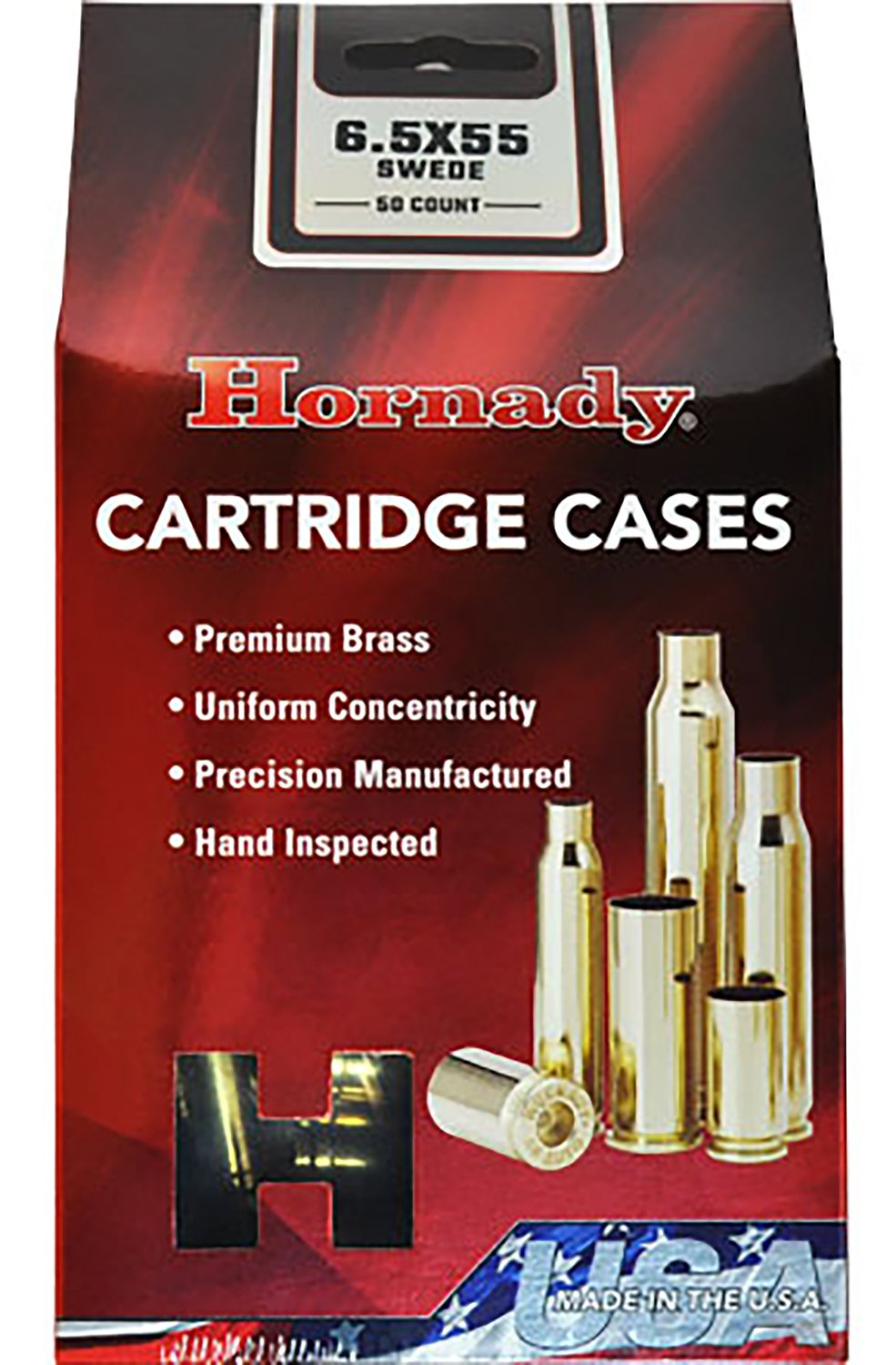 Hornady 86263 6.5x55 Swedish Unprimed Brass Cases 50 Count - Horn Hunter - BRASS