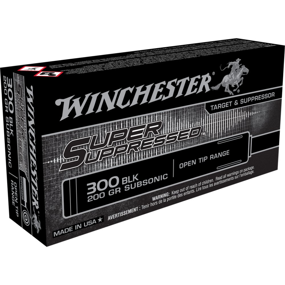 Winchester Ammo SUP300BLK Super Suppressed Target 300 Blackout 200 gr Open Tip Range 20 Per Box/ 10 Cs