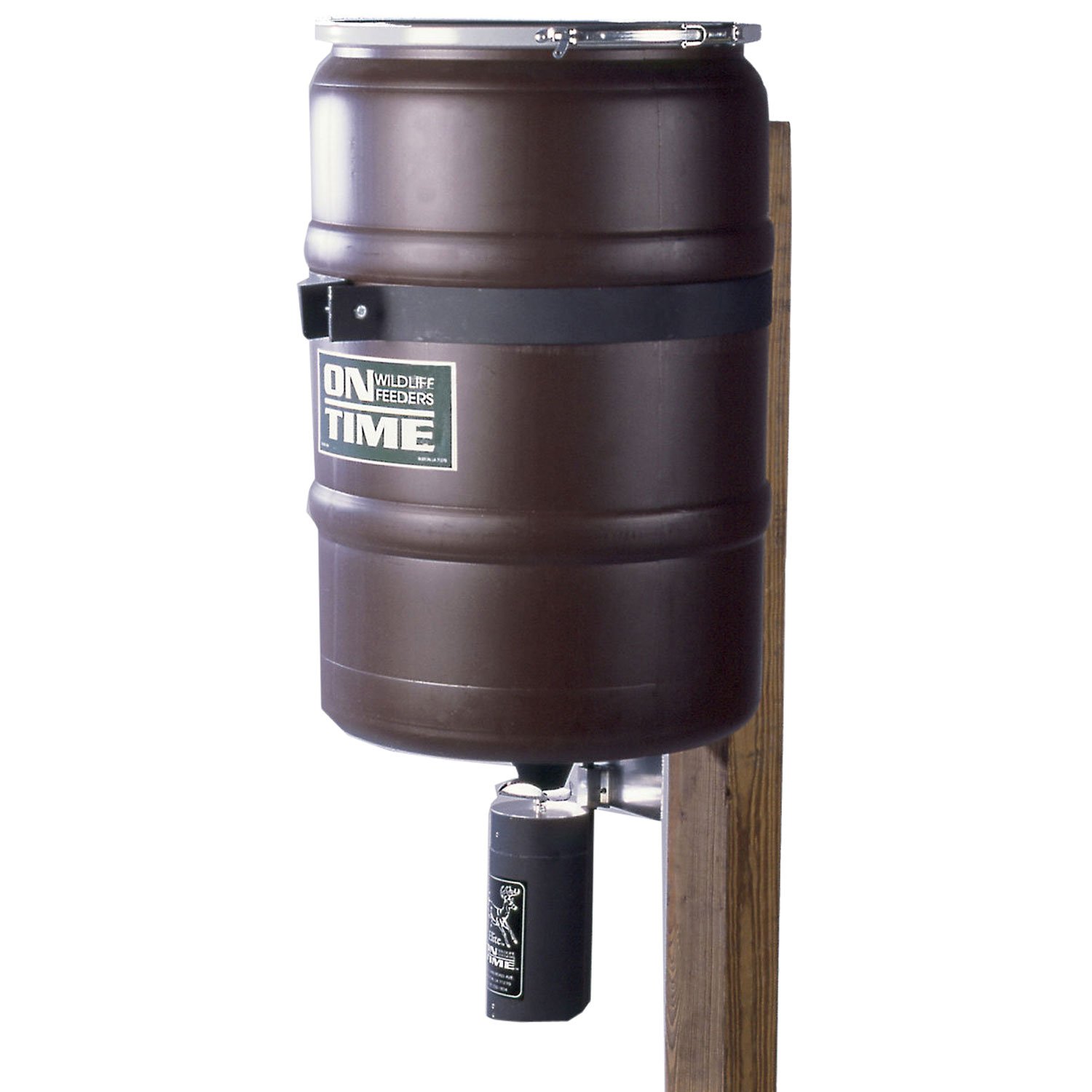 On Time 50003 Elite Lifetime Fish Feeder Combo 25 Gal Capacity, Steel Band - On Time Wildlife Feeders - 25 GALLONS