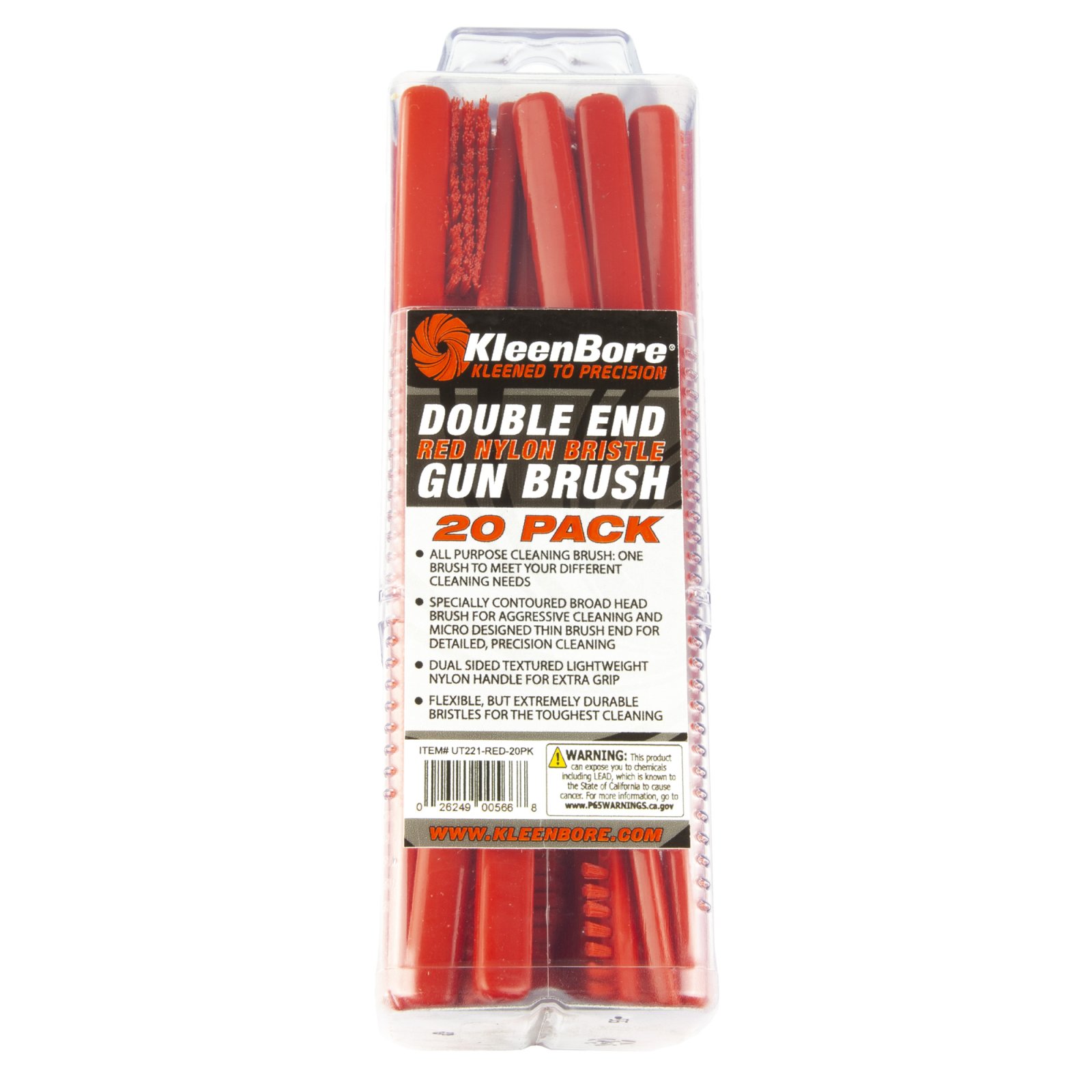 Buy KleenBore UT221RED20PK Double End Nylon Brush 20 Pack Red online