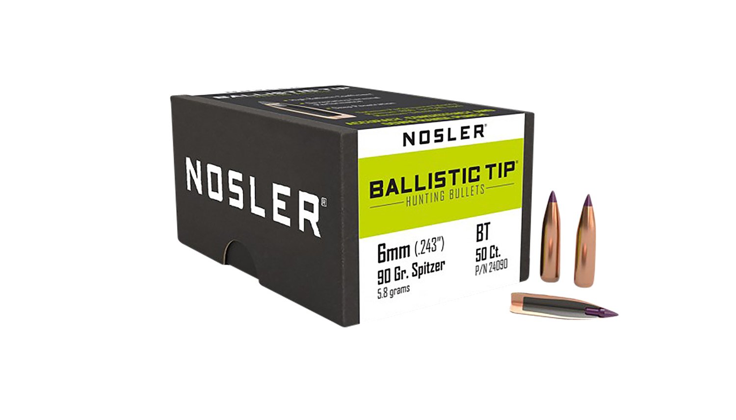 Nosler 24090 6mm .243 90 Grain Spitzer Bullet 50 Count - Nosler - 243 Caliber