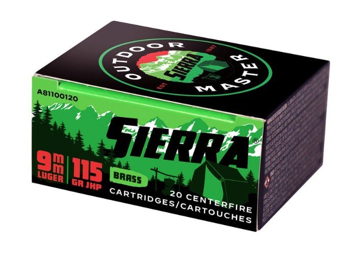 Sierra A8100120 Outdoor Master 9mm 115gr JHP Ammo 20 Rounds