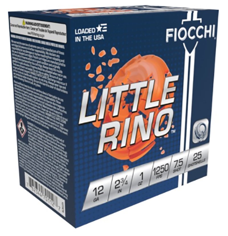 Fiocchi 12TX75 Little Rino 12GA 2.75" 1oz #7.5 1250FPS 250RD Case