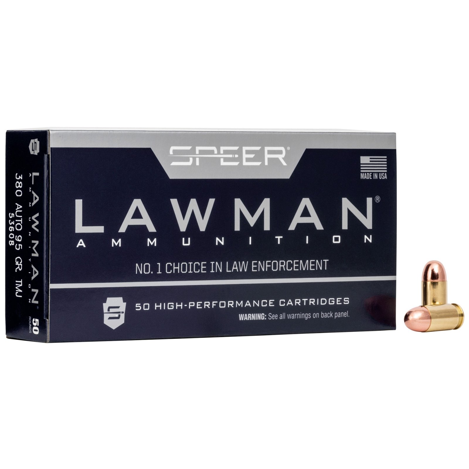 Speer Lawman Training 380 ACP 95 gr Total Metal Jacket (TMJ) 50 Per Box/20 Cs - Speer - 380 ACP