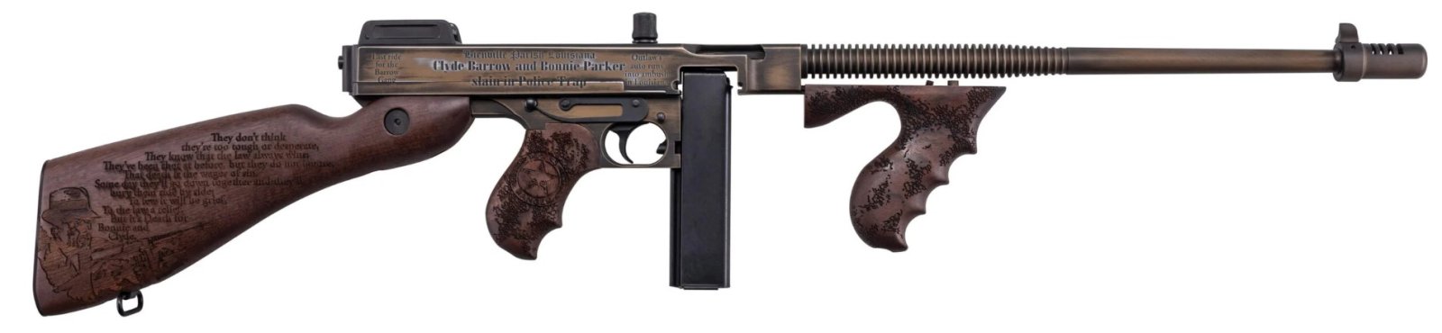 Thompson 1927A1 Bonnie & Clyde Carbine .45 Auto 20rd Stick 50rd Drum Magazines 18 Barrel Wood Stock - Auto-Ordnance - 45 ACP