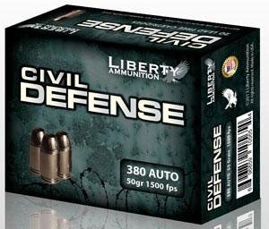Liberty AMMUNITION Civil Defense .380 Auto 20rd 50Gr Ammo LA-CD-380-023