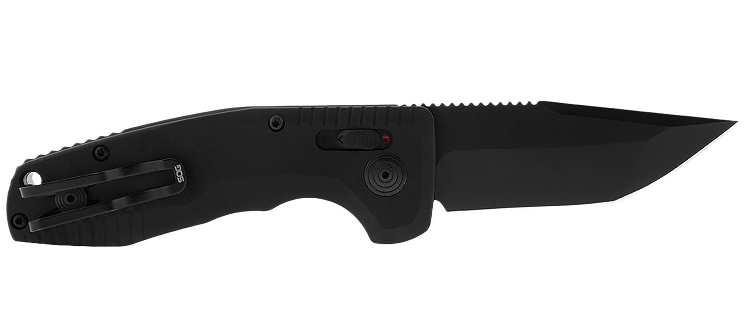 SOG-TAC Auto Compact 2.94in Plain Tanto Cryo D2 Steel Black Handle - SOG - TANTO