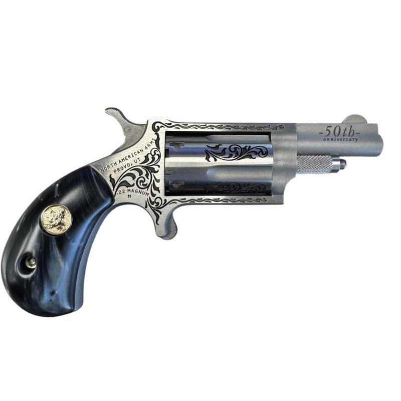 NAA  50th Anniversary Stainless Steel Handgun .22 WMR 5rd Capacity 1.625 Barrel Black Pearl Grip Limited Edition - NAA - SAO