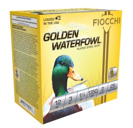 Fiocchi 123SGW2 Golden Waterfowl 12 Gauge 3" 1 1/4oz #2 Shot 25 Rds - Fiocchi - 12 Gauge