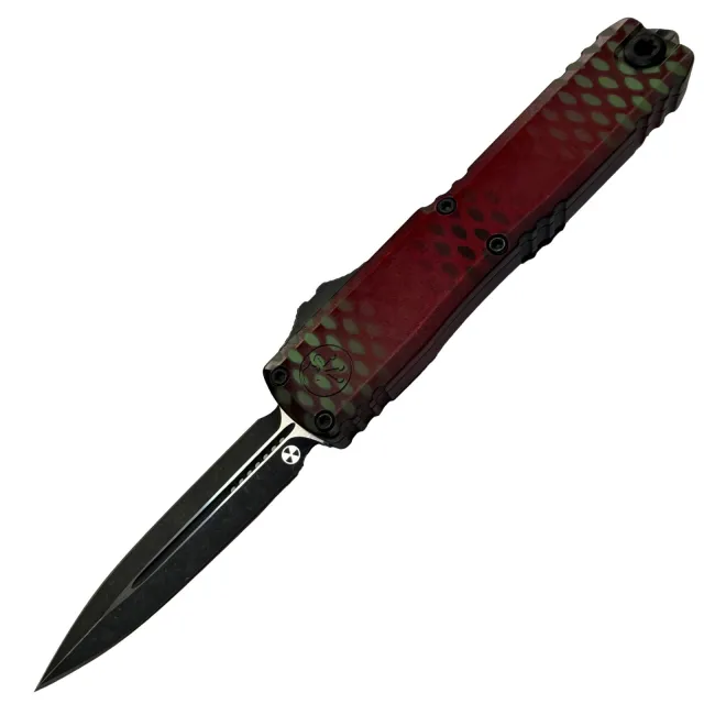 Microtech UTX-70 Gen IV 2.5 In Double Edge Green Red Aluminum Handle