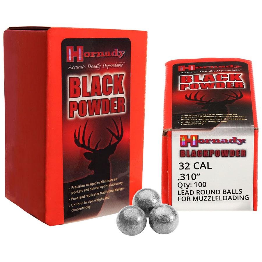 Hornady Lead Round Ball .32 Cal .310 100 Count Cold Swaged Muzzleloader