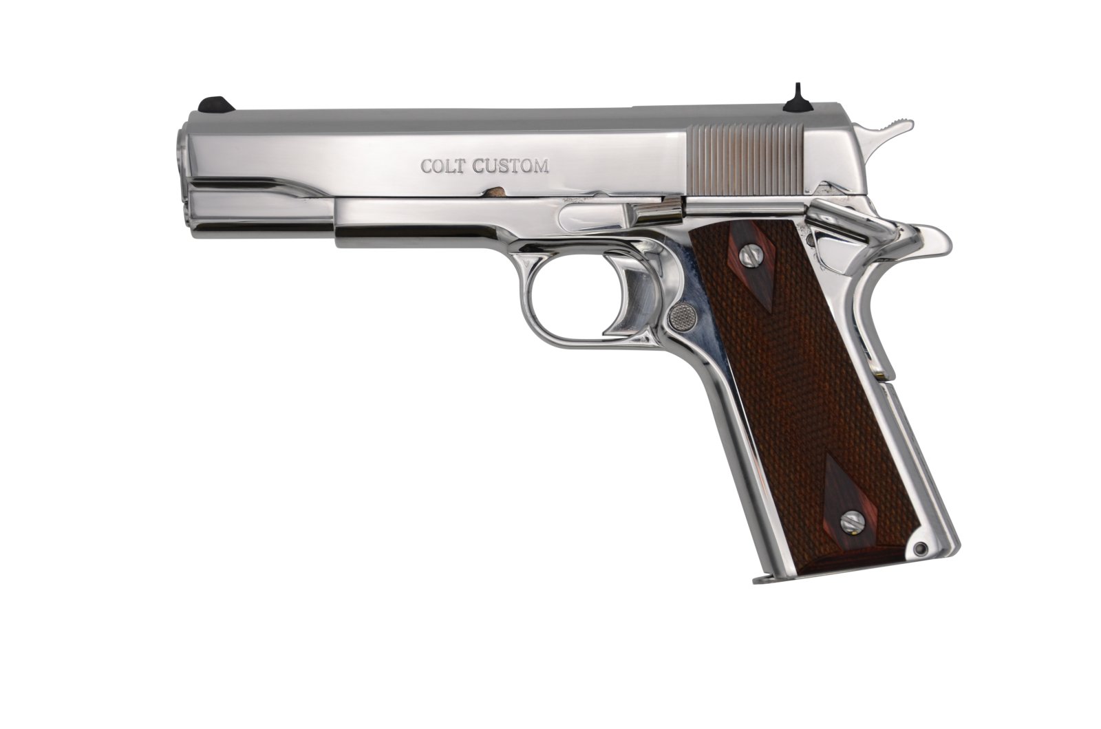 Colt O1070BSTS 1911 Govt 45 ACP 5" Barrel 7+1 Stainless Steel Frame Serrated Slide Redwood Grip - Colt - 45 ACP