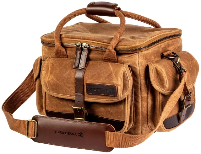Remington FPRB Premium Range Bag Tan 18oz Waxed Canvas Brass Hardware - Federal Premium Ammunition for sale at TheGunDock