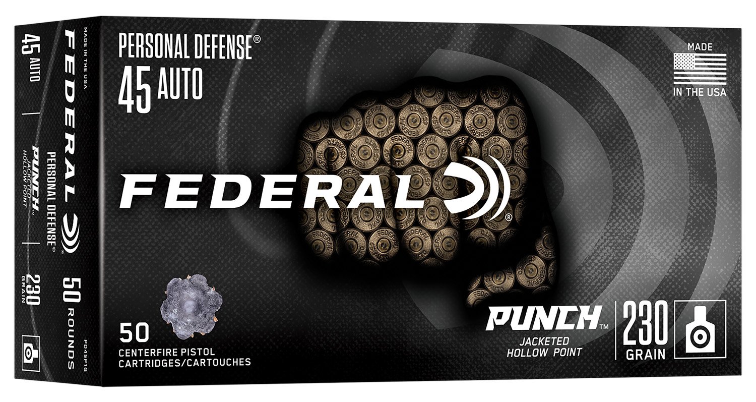 Federal PD45P1G Punch 45Auto 230gr Jacketed Hollow Point 50 Per Box/10 Case - Federal Premium Ammunition - JACKETED HOLLOW POINT