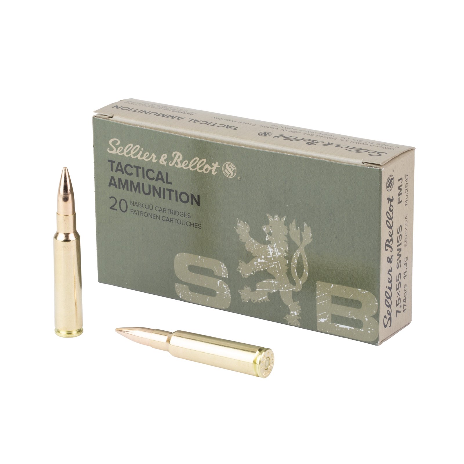 Sellier & Bellot Rifle Ammunition 7.5x55 Swiss 174 Grain Full Metal Jacket