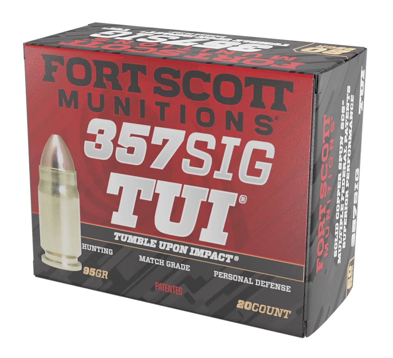 Fort Scott 357SIG095SCV TUI 357 Sig 95gr Solid Copper Ammo 20 Rounds - Fort Scott Munitions - SOLID COPPER SPUN