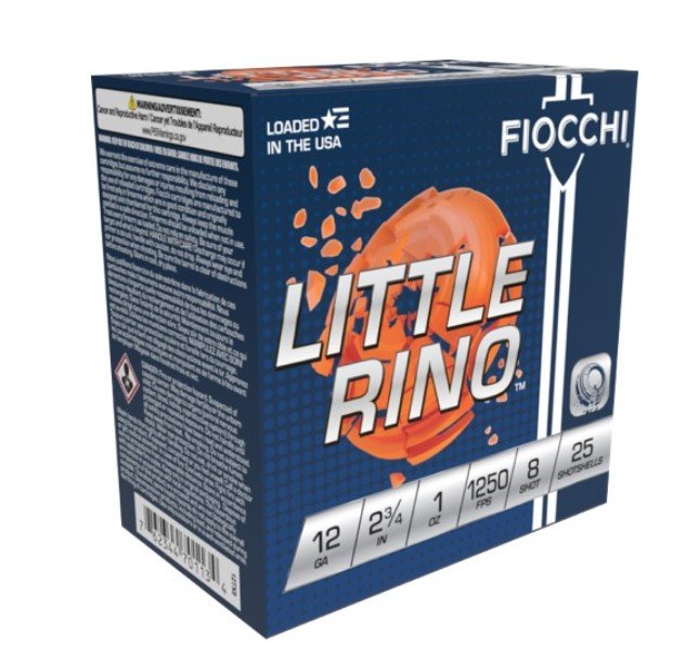 Fiocchi Exacta Little Rino 12 Gauge Premium Target Load, 2-3/4" Length, #8 Lead Shot, 1oz, 1250fps - Fiocchi - LEAD