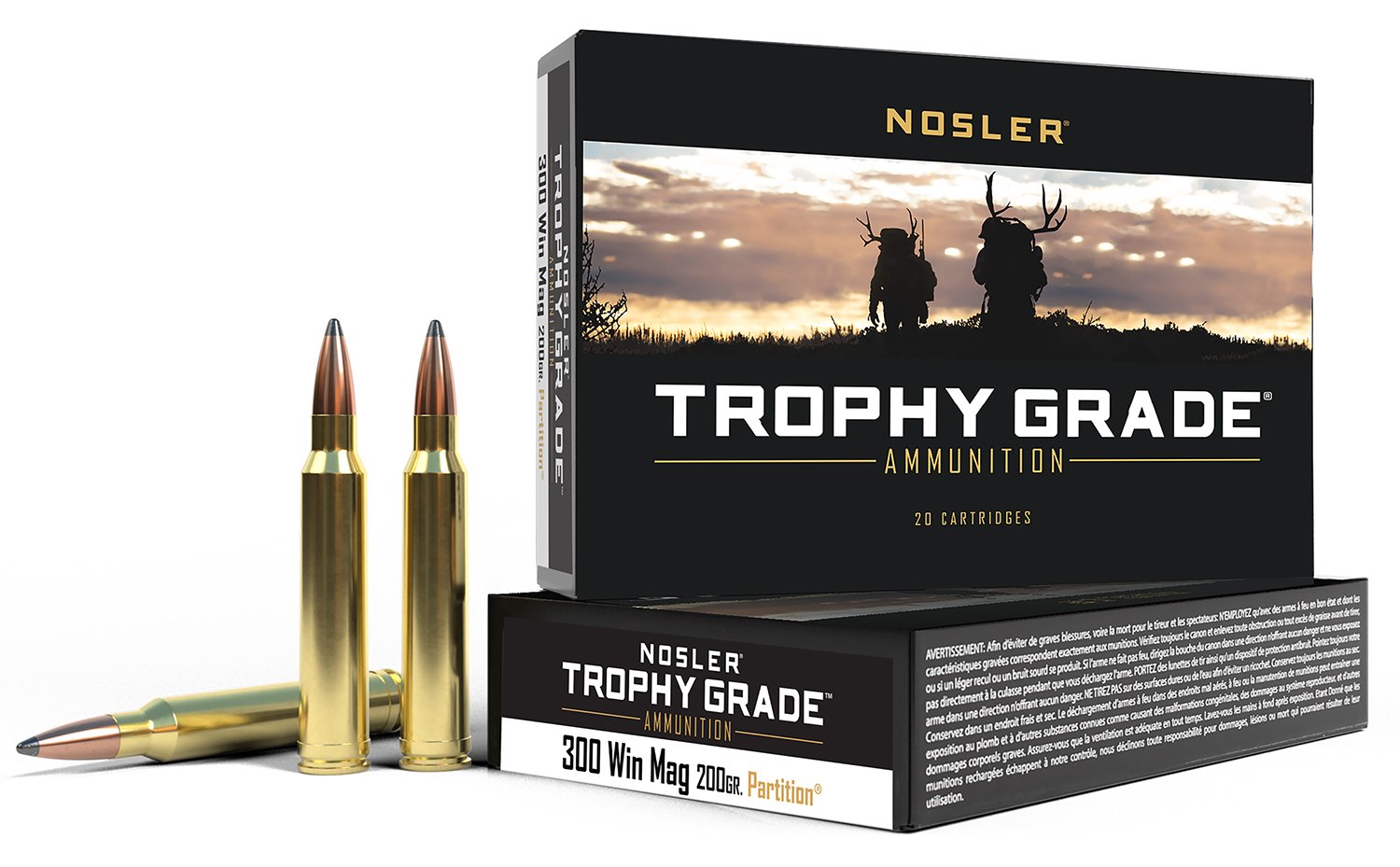 Nosler 60069 .300 Win Mag 200 Grain Partition 20 Rounds Brass Cased