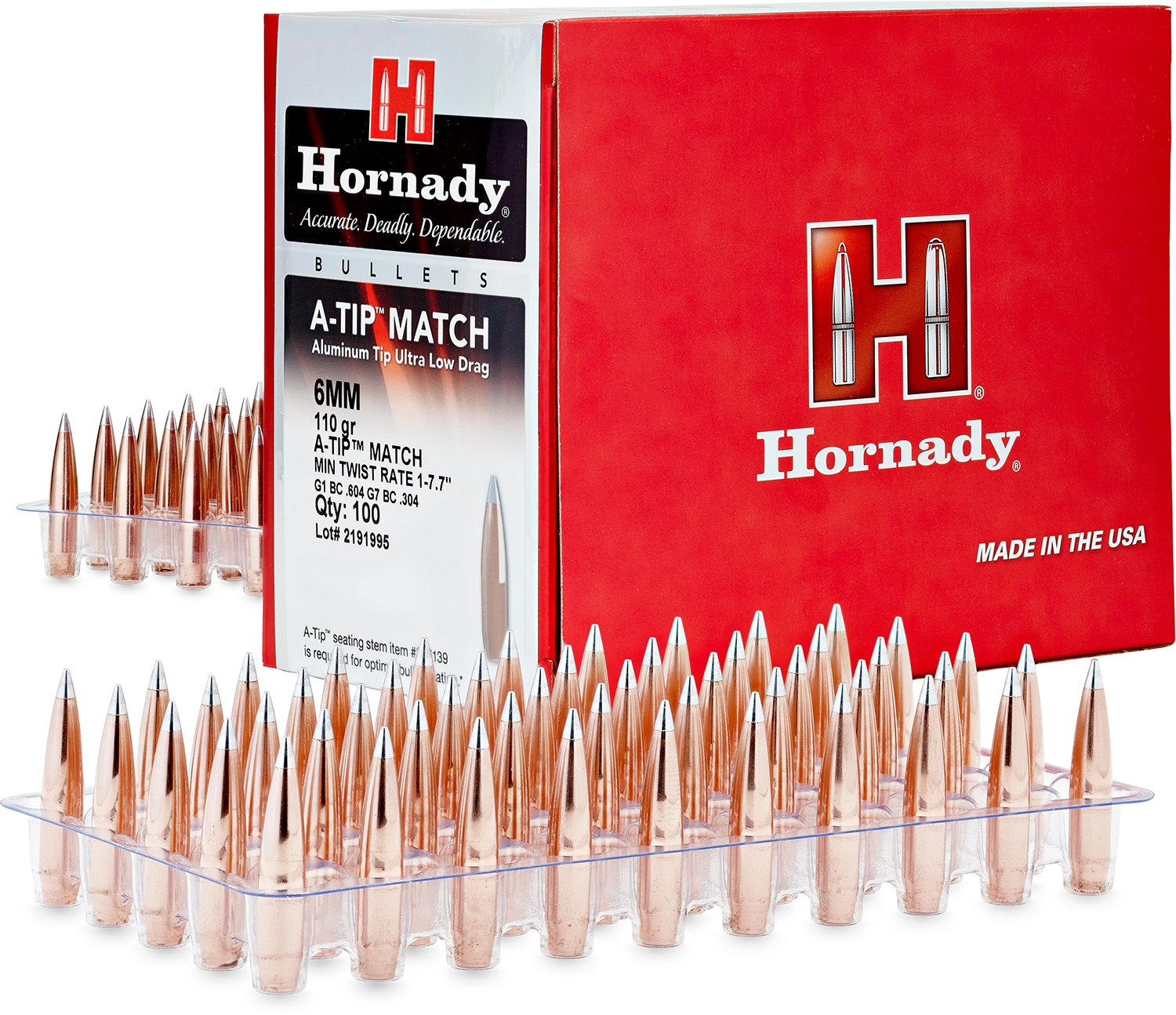 Hornady 261792 6.5mm .264 135gr A-Tip Match Bullets 500/Box - Horn Hunter - .264